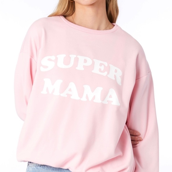 Super Mama Club Light Pink Crewneck Sweatshirt - Picture 1 of 4